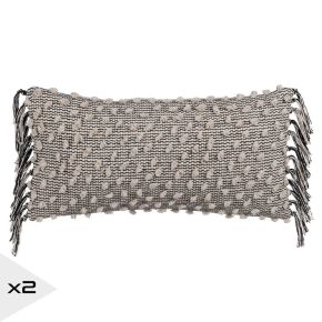 2 Coussins 30x60cm bouclette gris, Zen