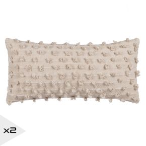 2 Coussins 30x60cm bouclette beige, Johan