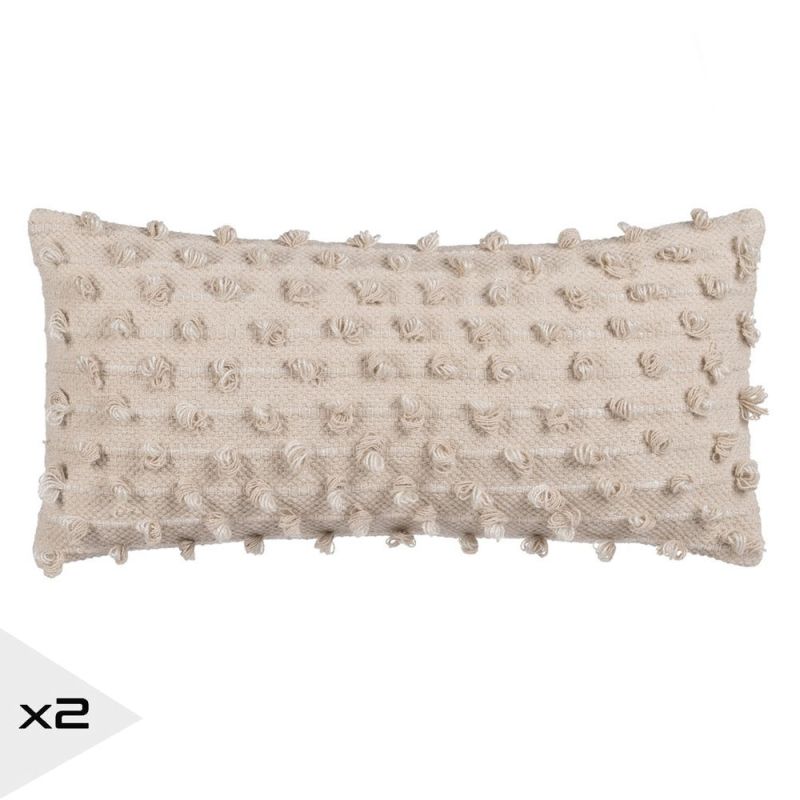 2 Coussins 30x60cm bouclette beige, Johan