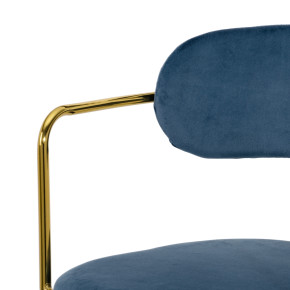 Chaise en velour bleu canard et métal doré, Polina