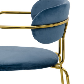 Chaise en velour bleu canard et métal doré, Polina