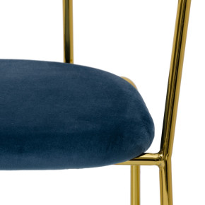 Chaise en velour bleu canard et métal doré, Polina