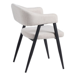 Lot de 2 chaises en tissu ivoire chenille et métal noir, Mood