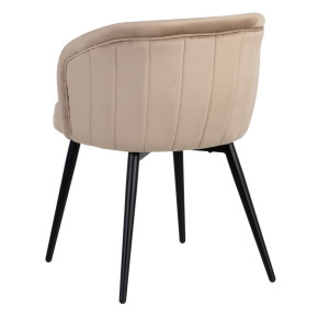 Chaise en velours taupe dossier arrondi et métal, Honokaa