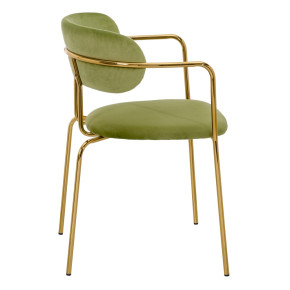 Chaise en velour vert et métal doré, Polina