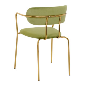 Chaise en velour vert et métal doré, Polina