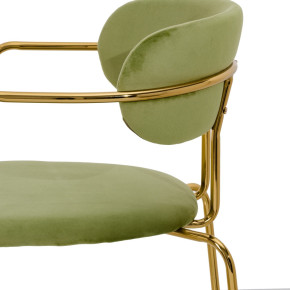 Chaise en velour vert et métal doré, Polina