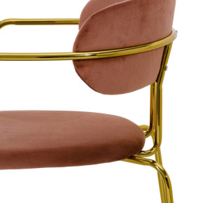 Chaise en velour vieux rose et métal doré, Polina