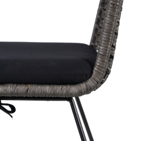 Chaise en rotin naturel gris avec coussin noir, Lizy