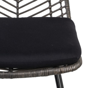 Chaise en rotin naturel gris avec coussin noir, Lizy