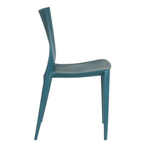 4 chaises bleu canard design en résine empilable, Eco