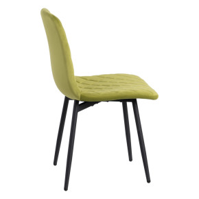 Chaise en velours vert damier métal noir, Cosy