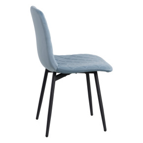 Chaise en velours bleu ciel damier métal noir, Cosy