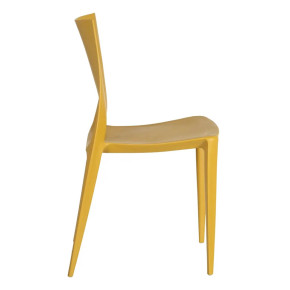 4 chaises jaune design en résine empilable, Eco