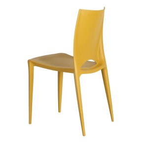 4 chaises jaune design en résine empilable, Eco