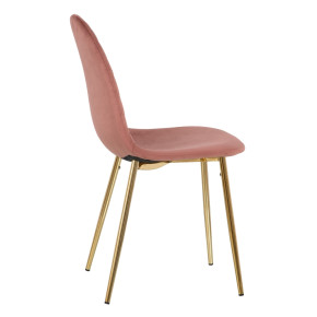 Lot de 4 chaises en velours vieux rose damier métal doré, Rainbow