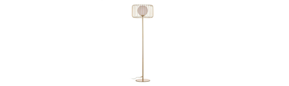 Lampadaire métal doré bulle verre, ou abat jour | Mobb.fr